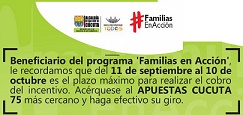 Mas pagos del programa Familias en Acción en Cúcuta