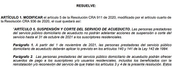 Suspensiones a usuarios morosos de acueducto en Colombia