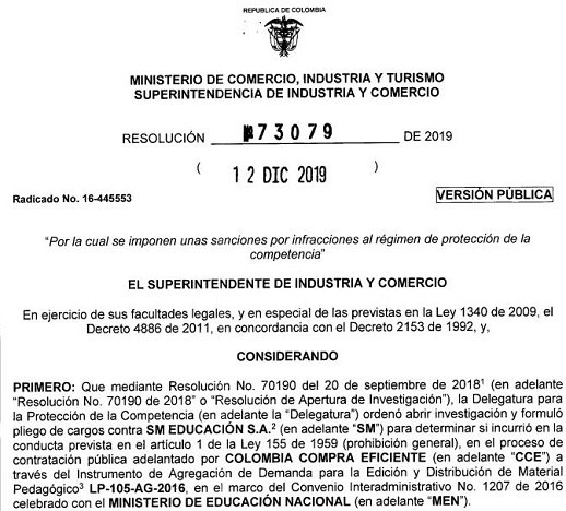 Sanción de 1380 millones de Superindustria por proceso de contratación en Mineducación 230120SancionSicSmEducacion