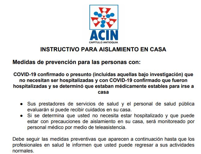 Confirmados dos nuevos casos de Covid19 en Colombia 090320AcinAislamiento
