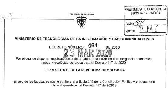 Prohibido suspender celulares por no pago dado el Covid19 230320Dcto464CelularesComunica