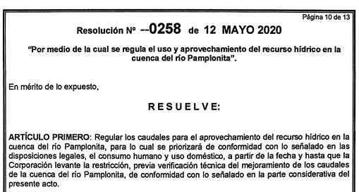 Medidas emergentes por bajo caudal del río Pamplonita en Cúcuta 130520Corponores258a