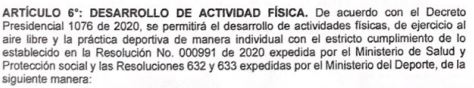 Medidas en Cúcuta por cuarentena en agosto Alivio a usuarios de energía y gas 020820decreto203actividadfisica1