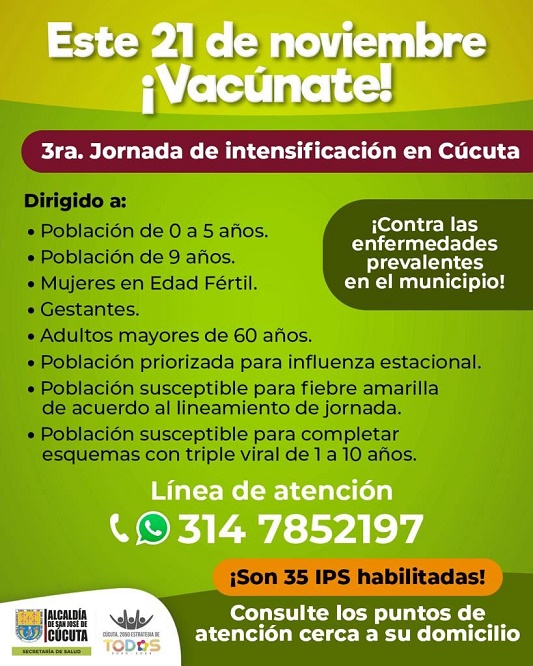 Nueva jornada de vacunación gratuita en Cúcuta el 21 de noviembre 201120vacunacion