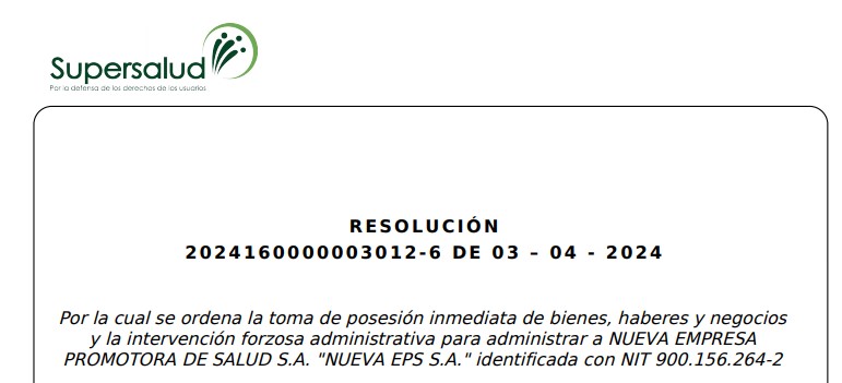 Home Intervenida la Nueva Eps